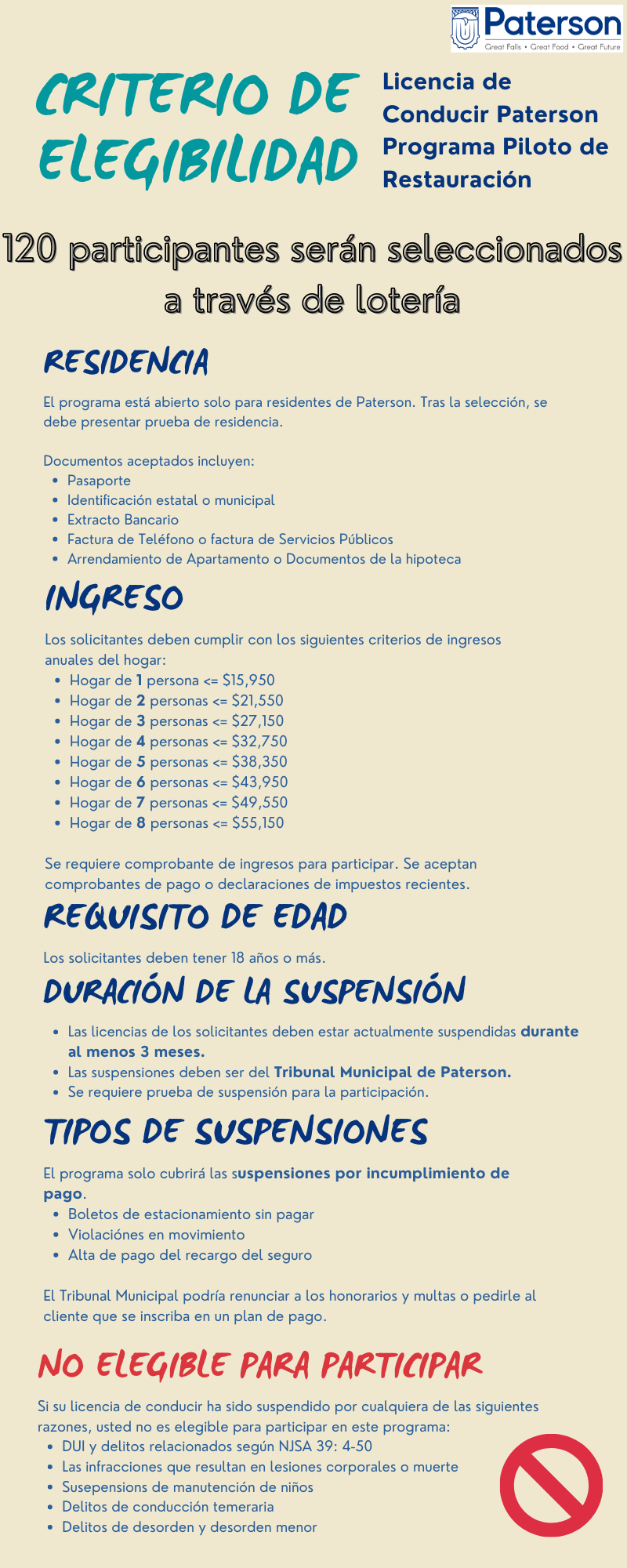 Eligibility Criteria - License Restoration Program - Spanish