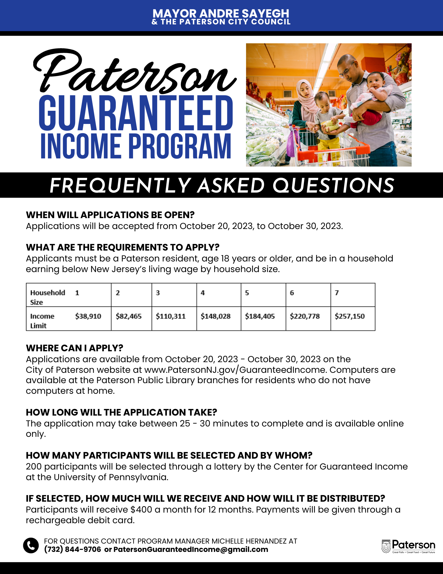 2023 Paterson Guaranteed Income Program FAQ