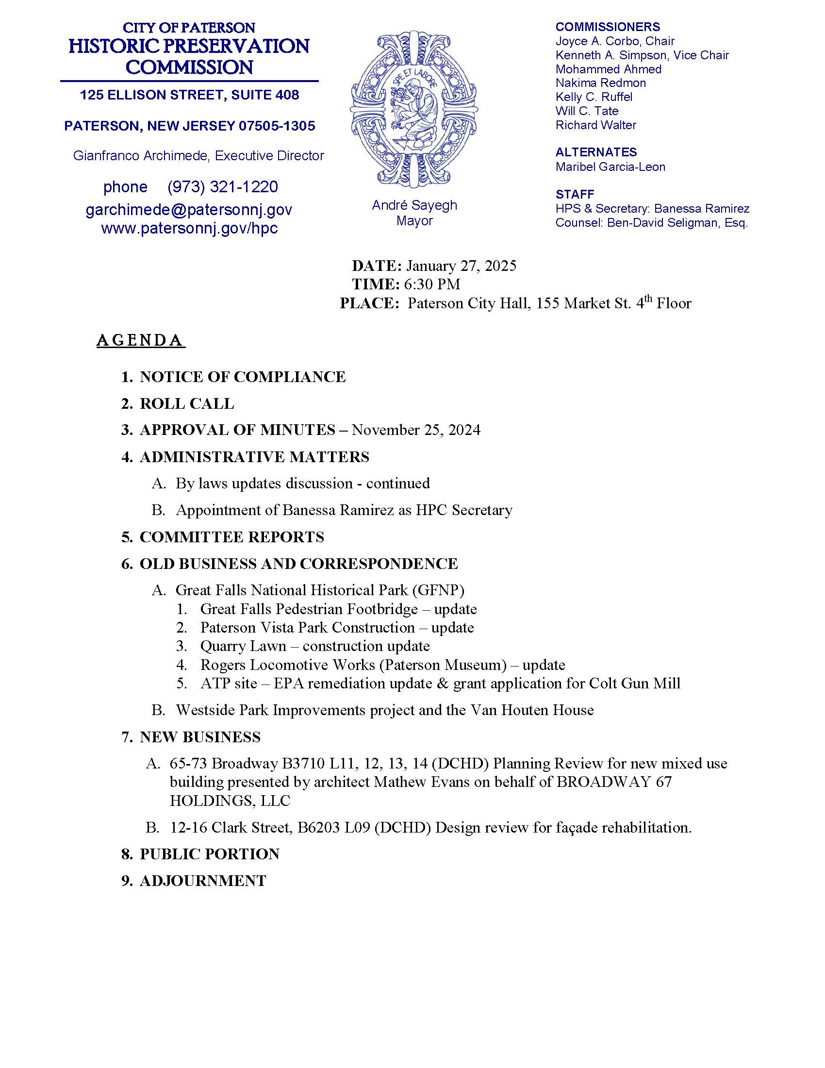 HPC Meeting Agenda January 27, 2025 